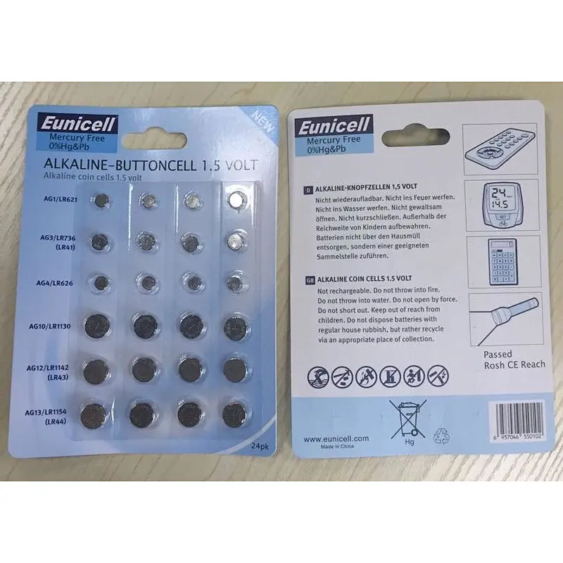 24pack blister card OEM service Button battery AG3 AG4 AG12 AG13 CR2025 CR2032 coin battery