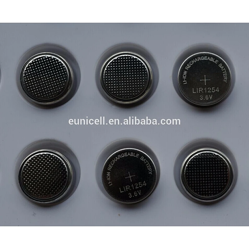 TWS battery Rechargeable Li-ion button cell battery 3.6V LIR1254 with solder tabs or pins