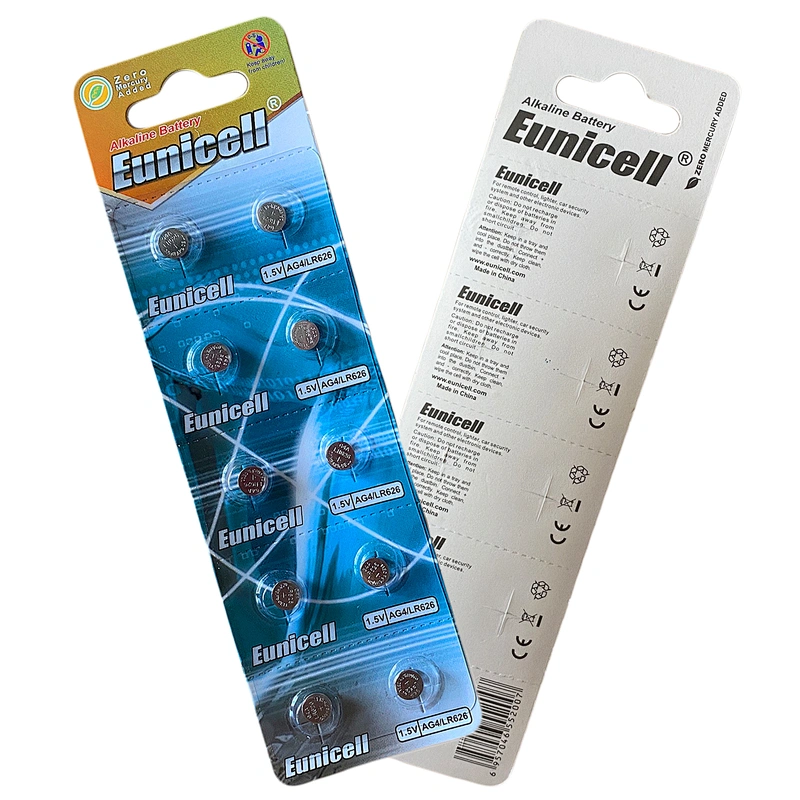 New blister card AG4 LR626 alkaline button cell batteries 1.5v Eunicell