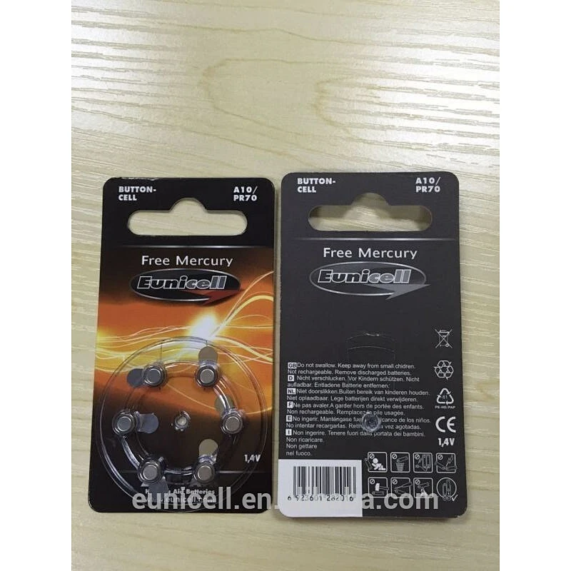 mercury free Zinc air Hearing Aid Battery 1.4V A10(PR70)