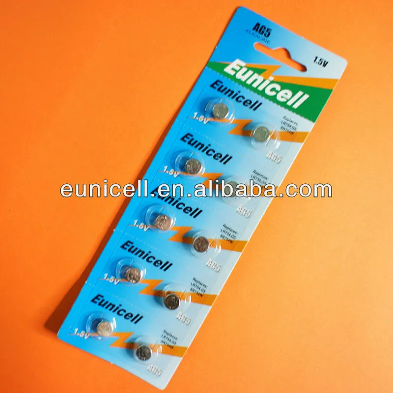 AG5 LR754 LR750 SR754 0% Hg Alkaline button cell