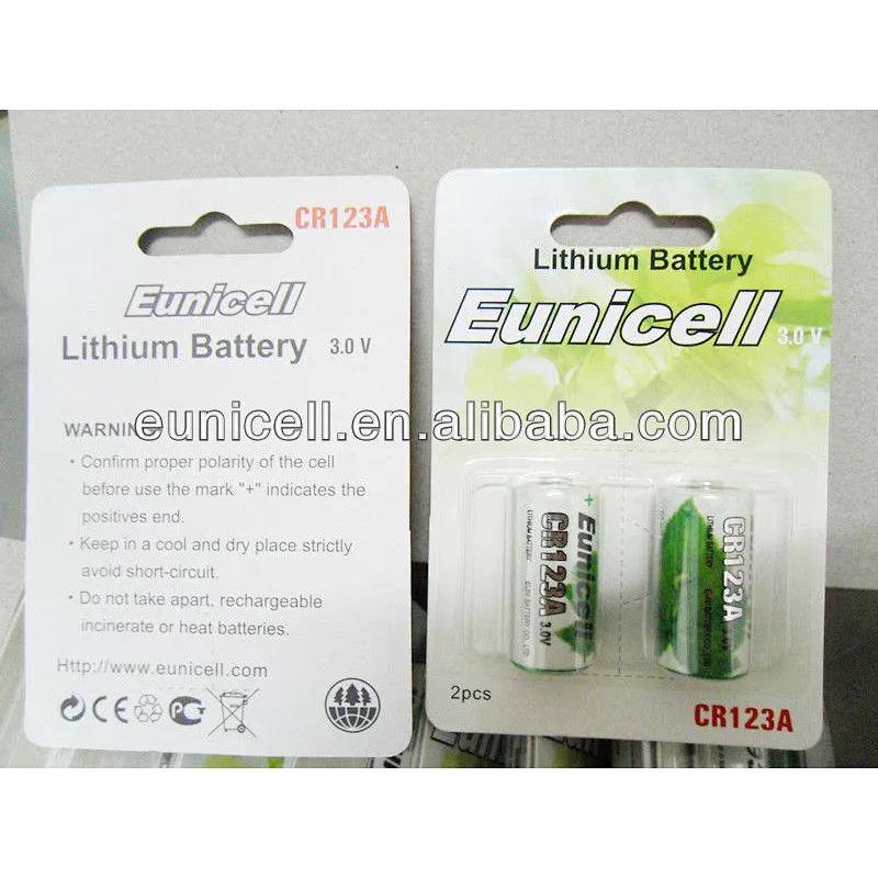 CR123A 1300mAh 3V Li-MnO2 lithium battery CR123A CR2 2CR5