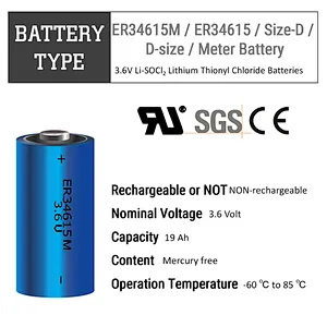 Factory price High capacity 3.6v primary lithium battery er34615  ls33600  d size er34615 19ah