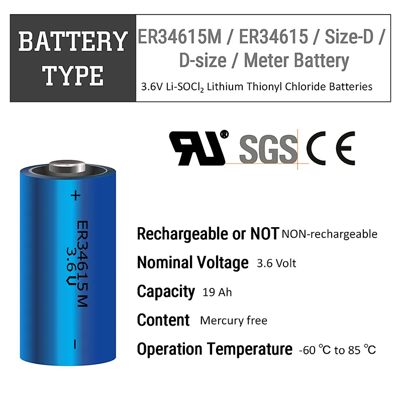 Factory price High capacity 3.6v primary lithium battery er34615  ls33600  d size er34615 19ah