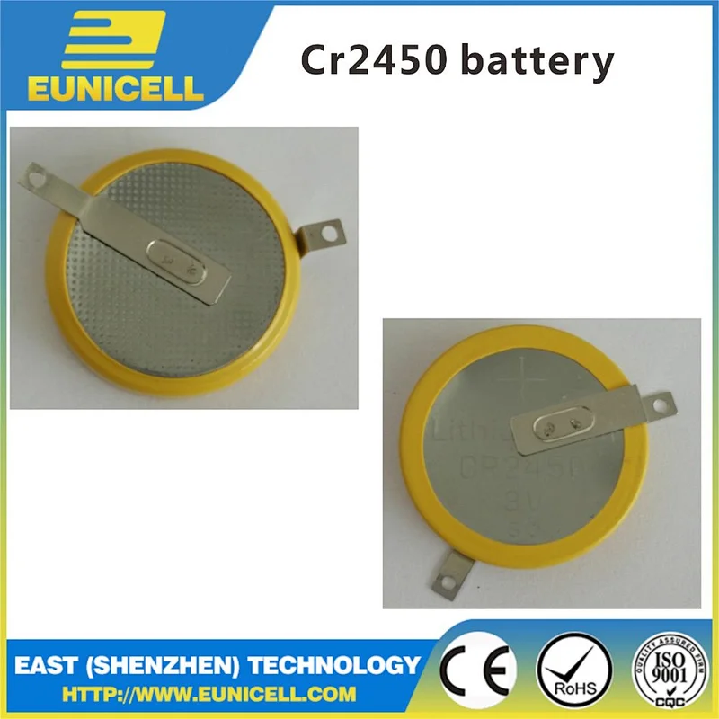 lithium battery 3v cr2450 with solder tabs pcb pins