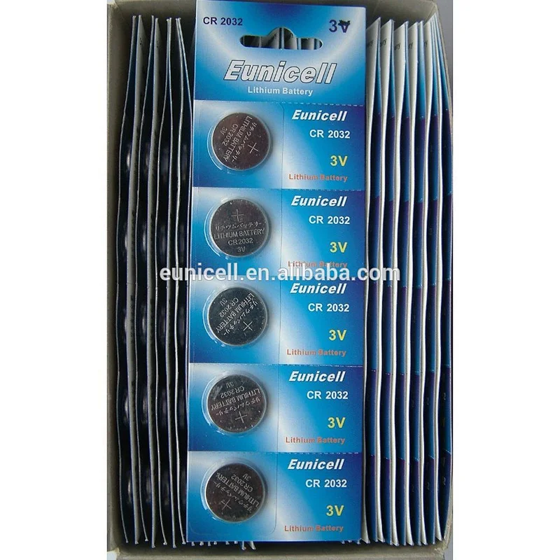 3v Lithium button cell CR1632 CR2032 CR2025 CR2016 Battery from Eunicell brand (5 pack)