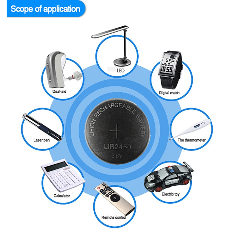 3.6v lir2450 rechargeable battery button cell
