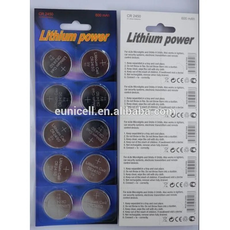 CR2450-1HF CR2450 Lithium Button Coin Cell Battery 3V