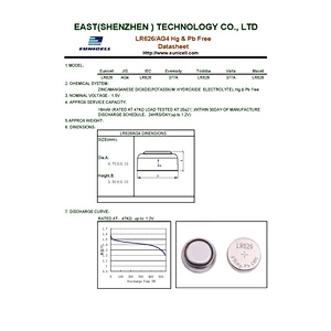 Factory price AG4 button cell LR626 1.5v alkaline dry batteries full size