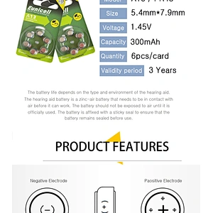 A13 Hearing Aid Batteries from Eunicell Battery