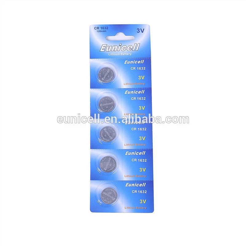 3v Lithium button cell CR1632 CR2032 CR2025 CR2016 Battery from Eunicell brand (5 pack)
