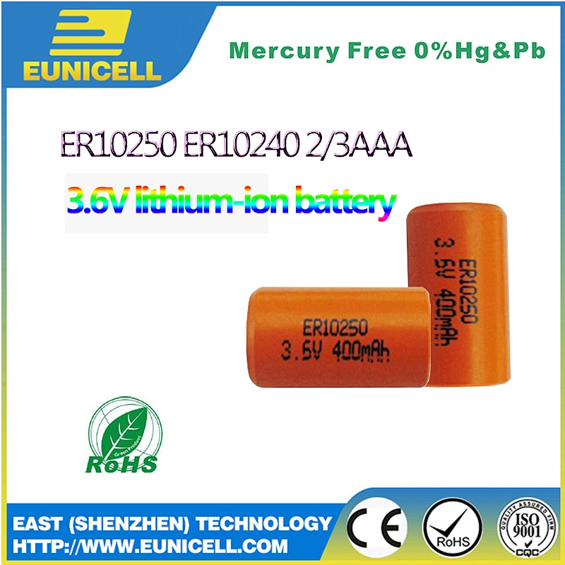 Er10250 2/3AAA lithium battery 3.6V lisocl 2 400mah dry battery