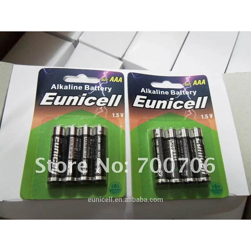 wholesale Zn/MnO2 AAA Size 1.5V LR03(AM4) alkaline dry battery/Eunicell