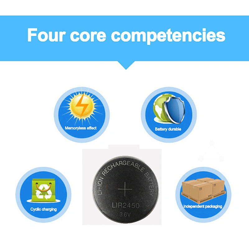 3.6v lir2450 rechargeable battery button cell