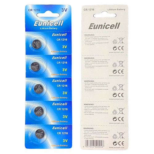 Wide Operating Temperature Eunicell CR1216 3.0V Lithium Battery CR1216 Button cells