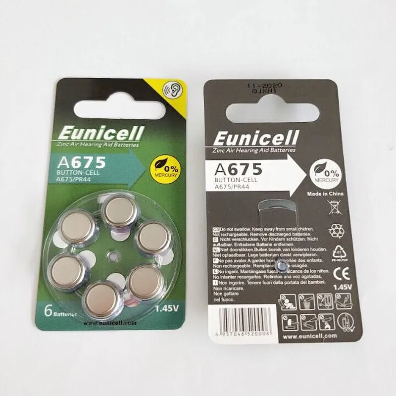 Eunicell brand A675 P675 PR44 LR44 1.4v hearing aid battery