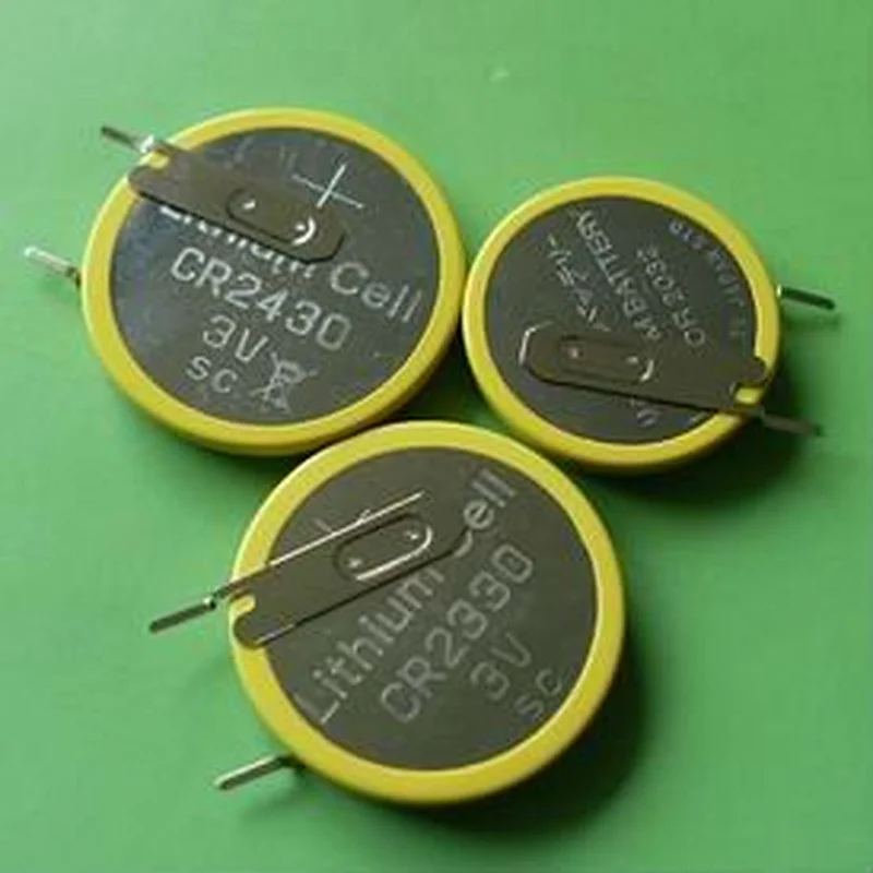 Button cell 3v battery cr2430 with solder tabs or pins