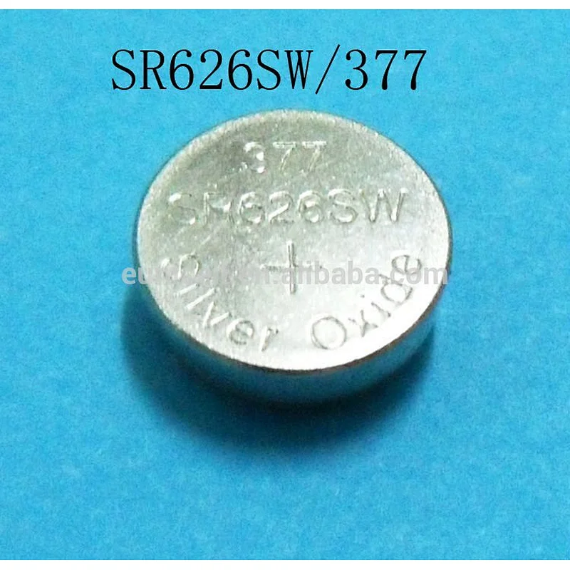 SR626 377 silvery battery, SW377 watch battery 1.55V button cell