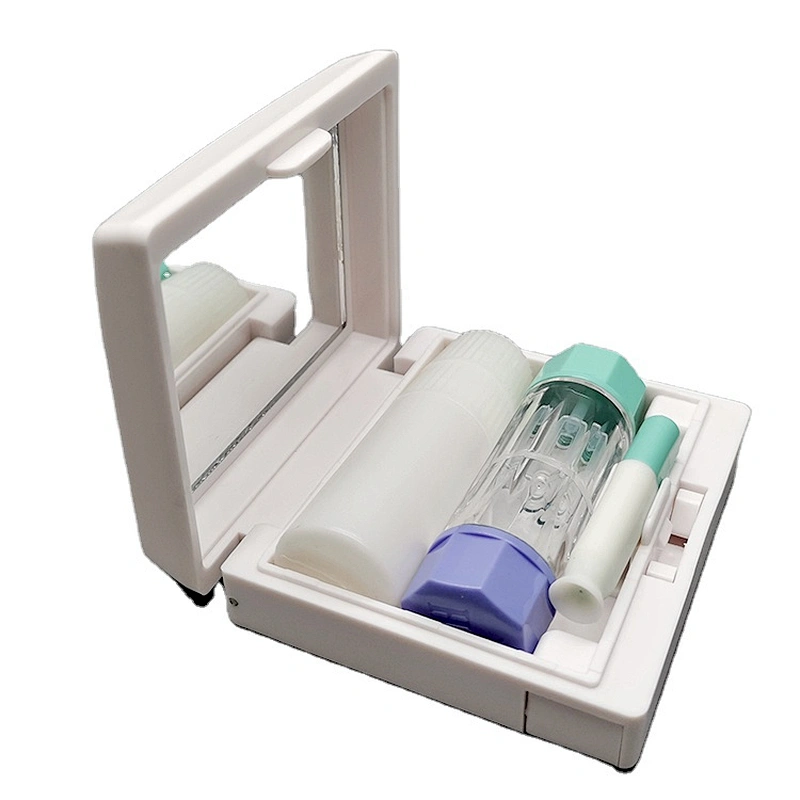 Travel accessories easy carry mini square eye contact lens case imd case/IMD Injection Plastic Parts
