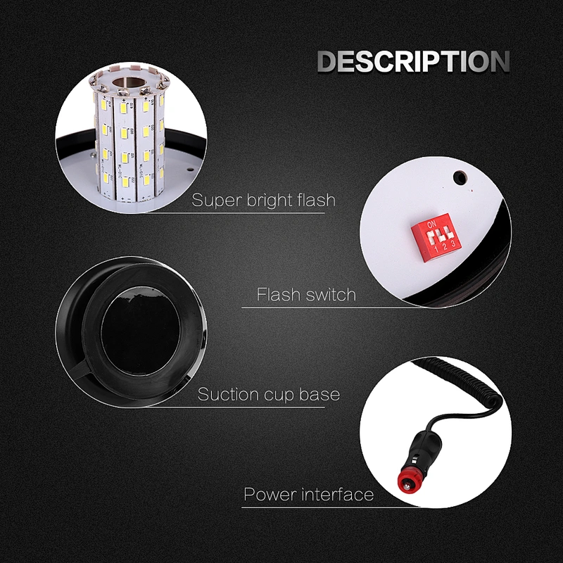 LED-03W-3 Amber  LED 40-5730 LED beacon warning light  With magnet For Engineering vehicle