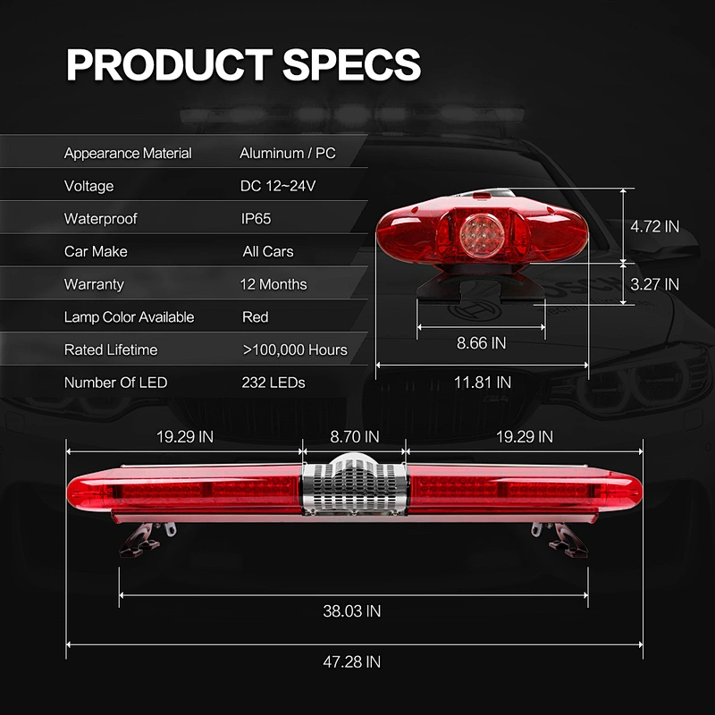 LED-2000L 1.2M Red led warning lightbar