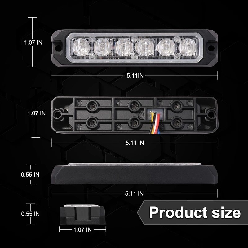 12-24V IP68 Synchronize  6pcs 3W led warning lights side emergency flashing lights for vehicle