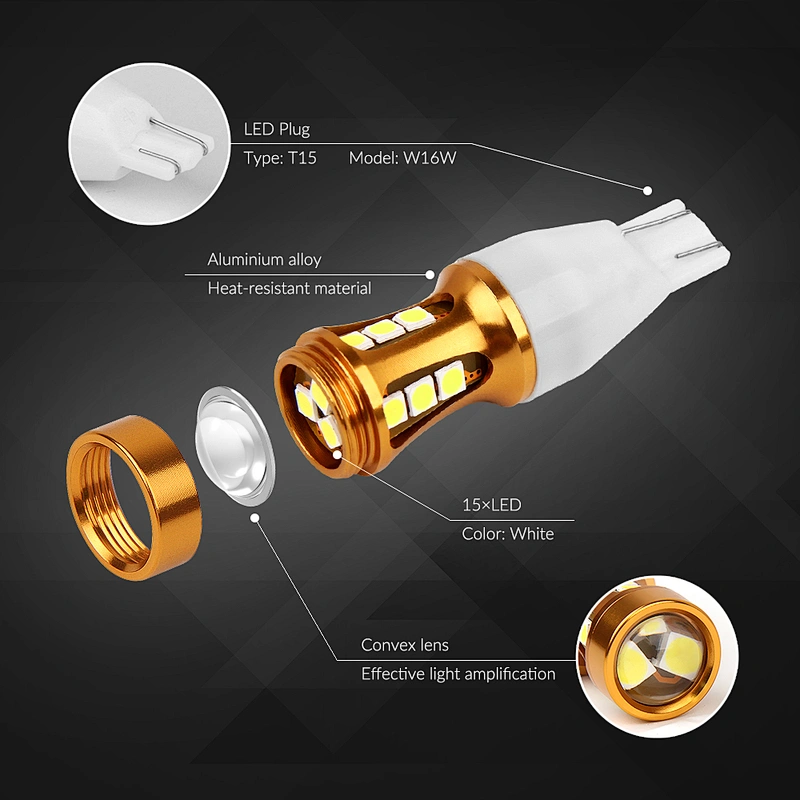 T15-15SMD-3030 12-24V W16W Canbus auto bulb lamp