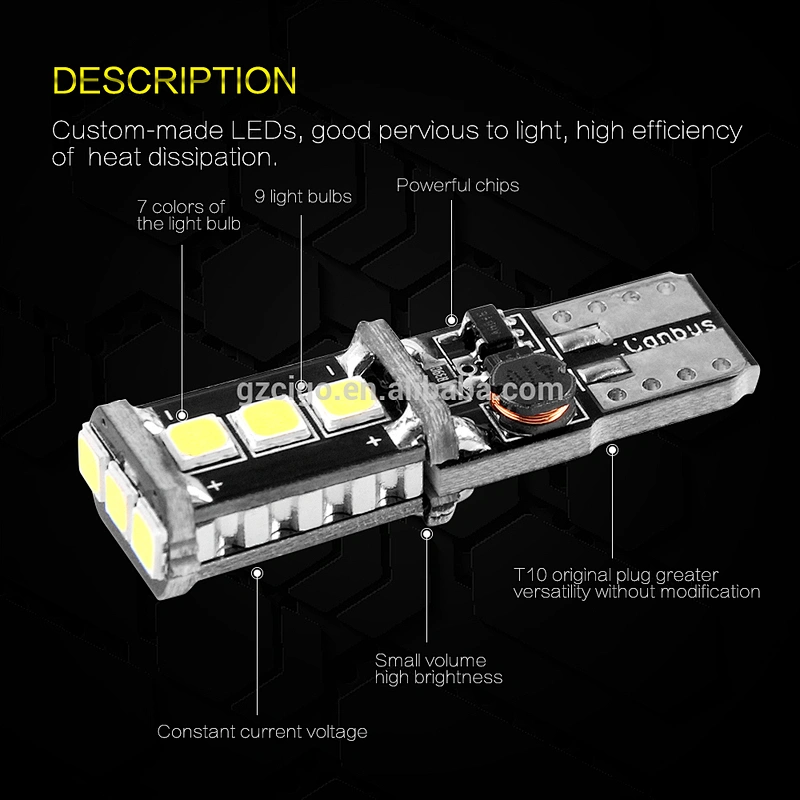 T10-9SMD-3030 brightest t10 led bulb DC 12-24V led replacement bulbs automotive t10 led lamp