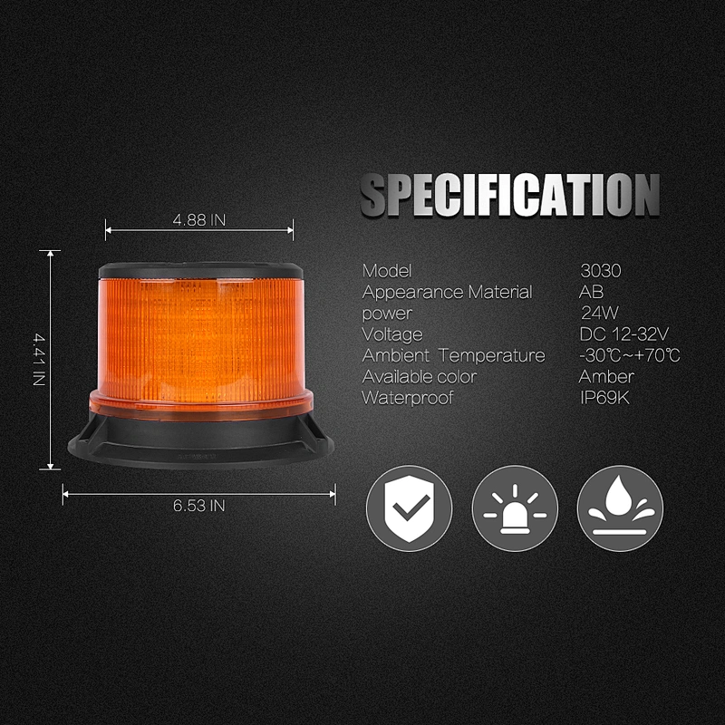 LED-3030  Amber LED DF-J-AY24 car roof  emergency warning led strobe beacon light