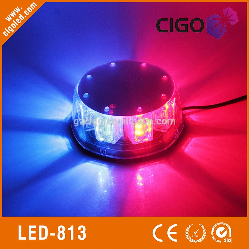 LED-813 vehicle safety strobe lights 12V round roof mounted amber flashing lights 24W led flashing lights for vehicles