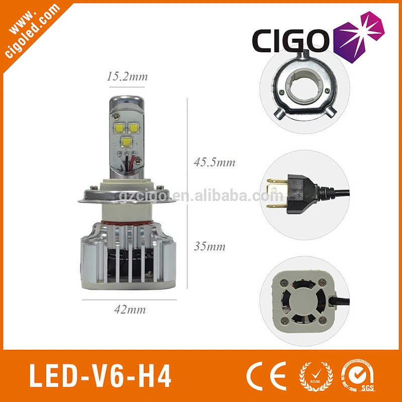 LED-V6-H4 auto headlights12V-24V led headlight bulbs high low beam 30W headlights with leds