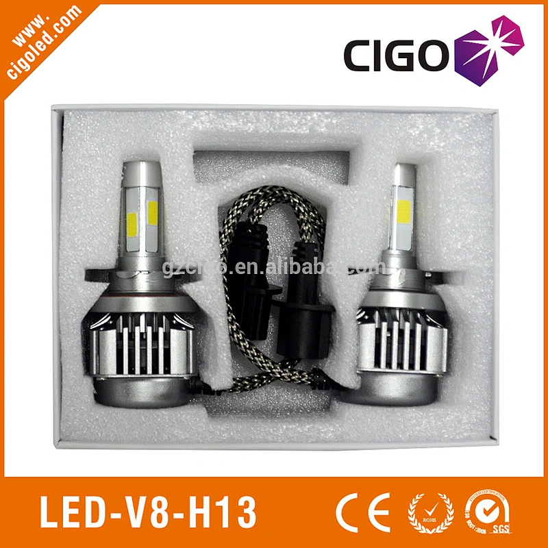 LED-V8-H13 white headlights 12-24V high intensity headlights 40W auto led light kits
