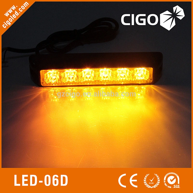 LED-06D yellow vehicle LED strobe light 6 pcs led lights for trucks 12-24V 6W car decorates led strobe lights