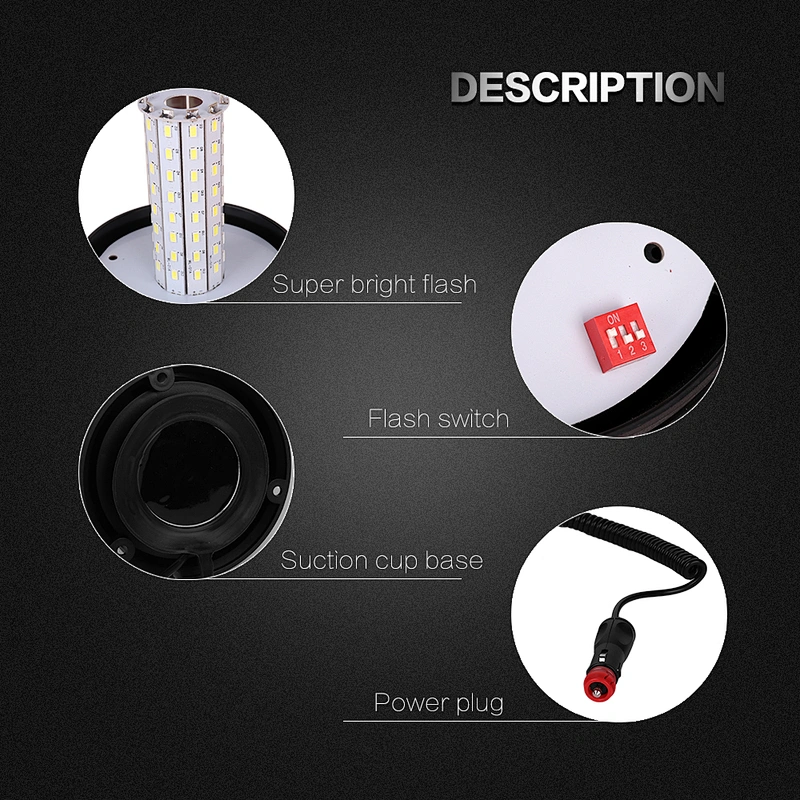 LED-03M-5 Amber LED 80-5730 LEDs emergency warning rotating strobe beacon light for truck