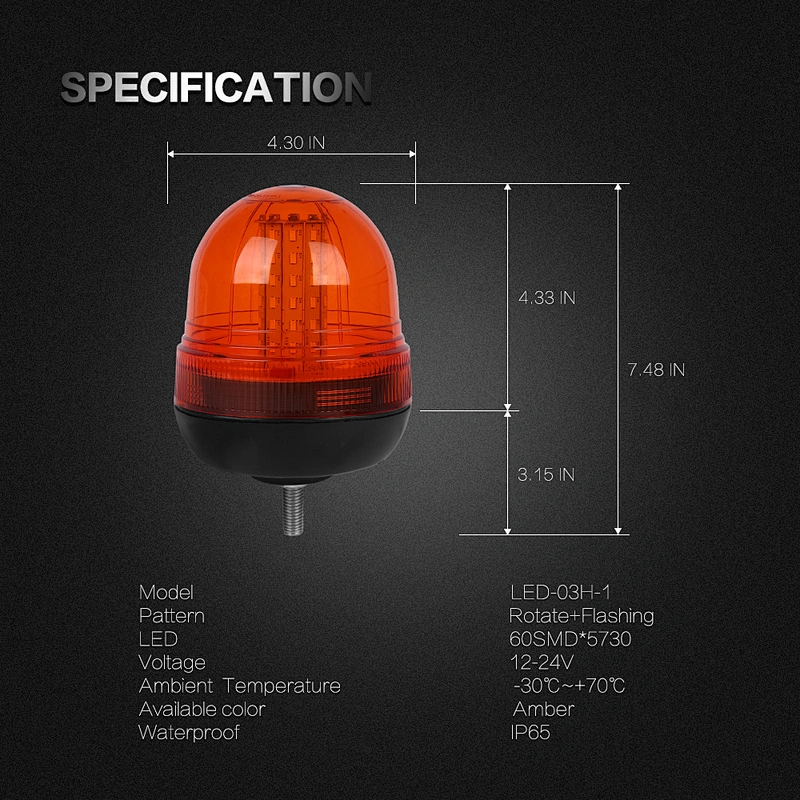 LED-03H-1 Amber LED 60-5730 LEDs Warning Led Beacon Light For Forklift Vehicle