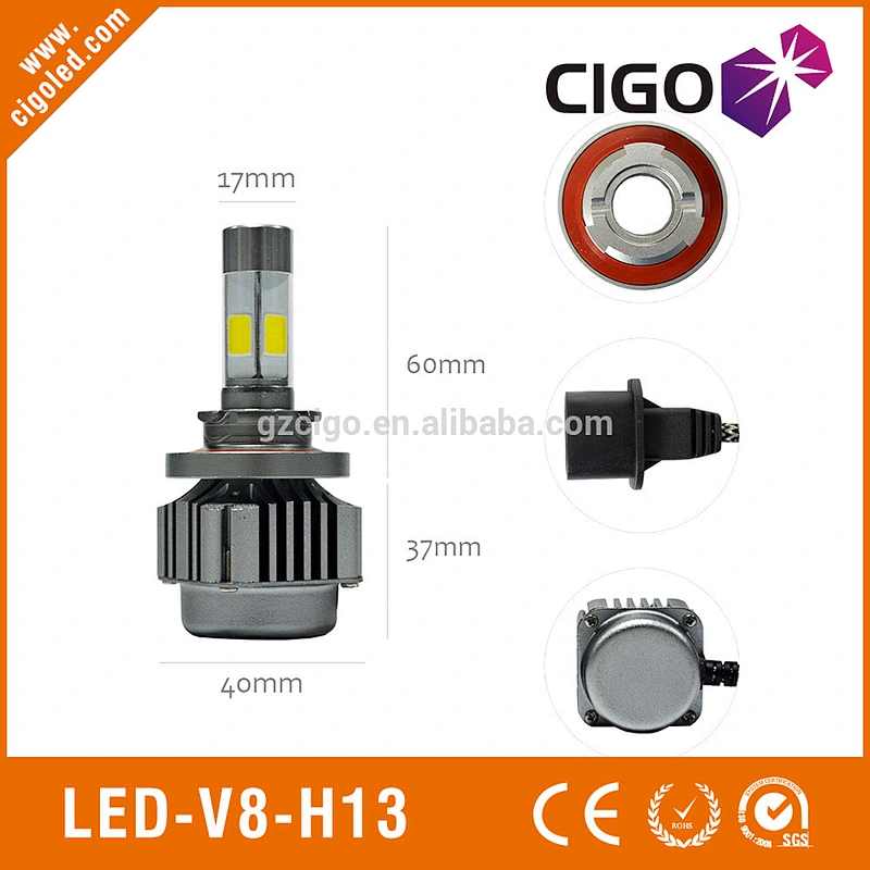 LED-V8-H13 white headlights 12-24V high intensity headlights 40W auto led light kits