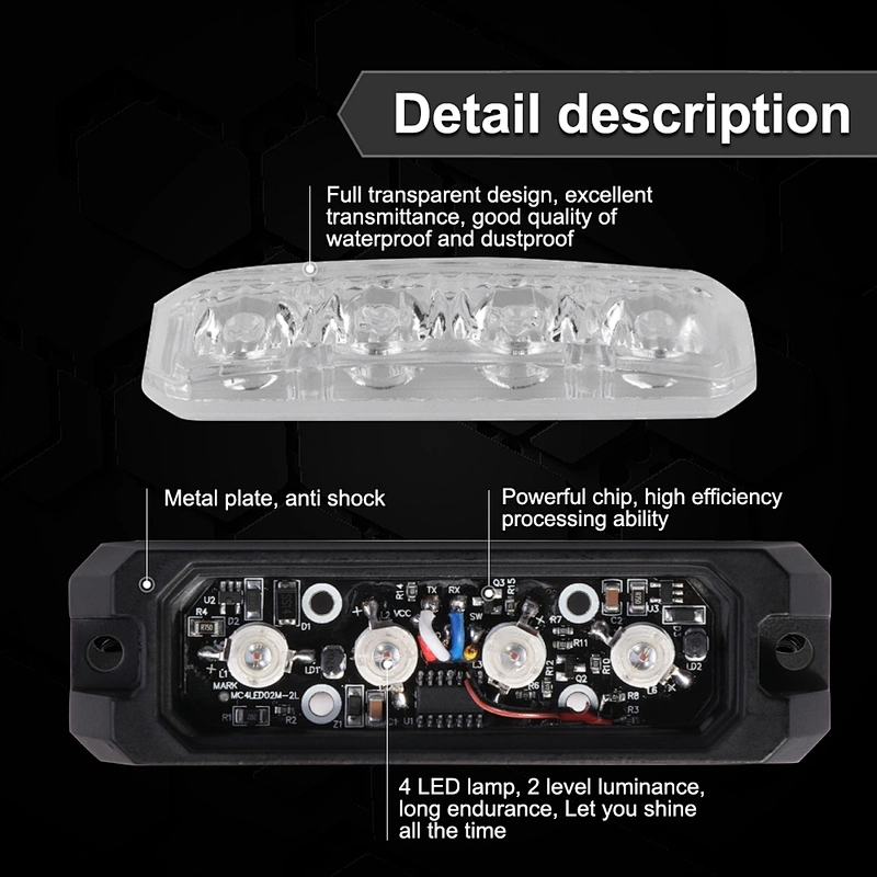 12-24V IP68 Synchronize  4pcs 3W side  led strobe warning lights for ambulance