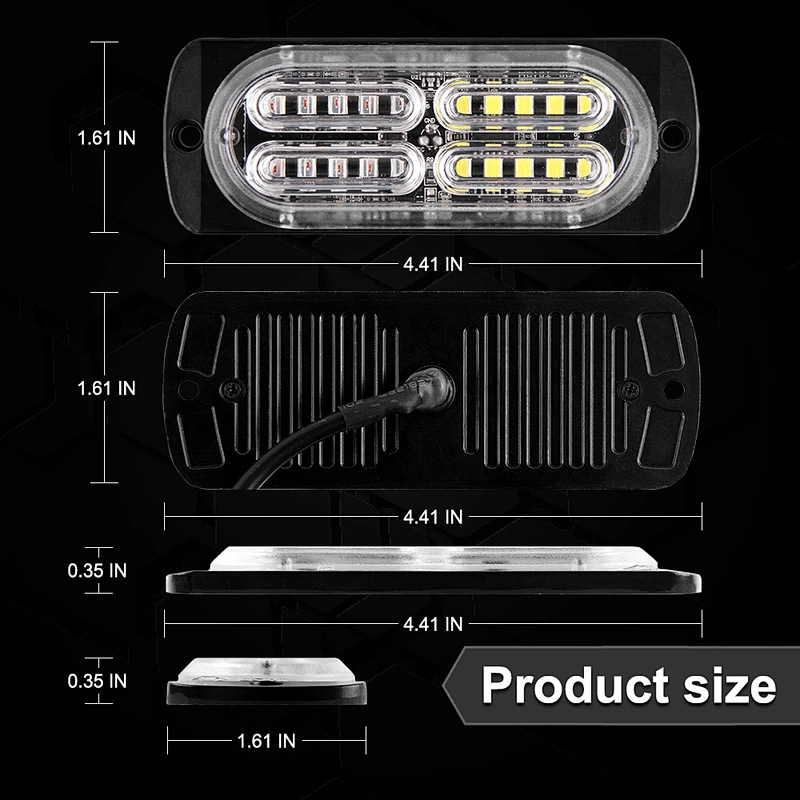 Hot LED-20T Amber bolt surface mount 24W auto grille sidelight Synchronization function warning strobe lights for truck