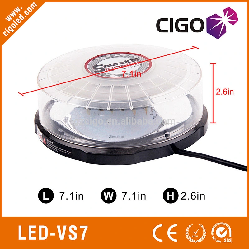 LED-VS7 car roof red strobe light 12V 8W or 24W magnetic emergency vehicle lights with flash modes strobe headlights for trucks