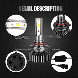 High power dual color 9005 9006 x3 fanless csp led headlight bulbs conversion kit