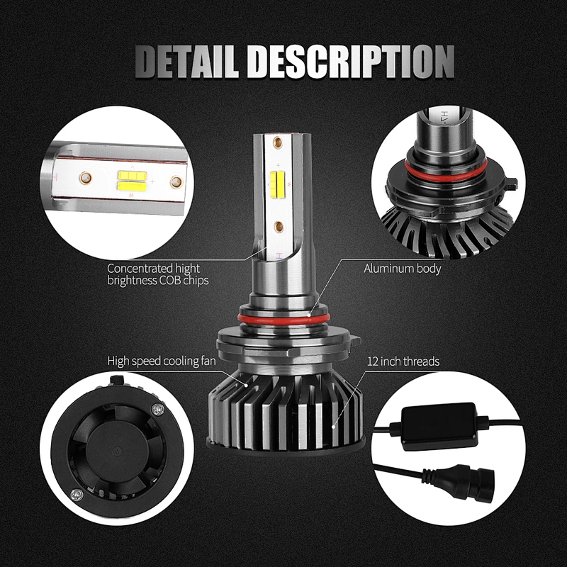 High power dual color 9005 9006 x3 fanless csp led headlight bulbs conversion kit