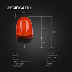 LED-03H-5  Amber LED 80-5730 led rotating warning light beacon  With Support  For Crane