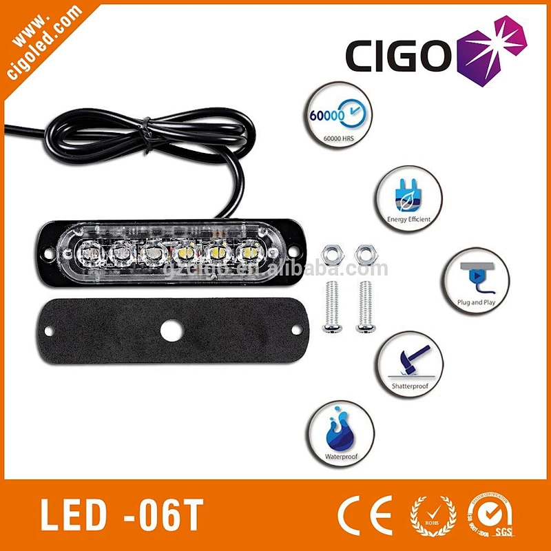 Ultal thin design 6*3w truck led Strobe Light waterproof strobe light LED warning Security led lights 24v for truck