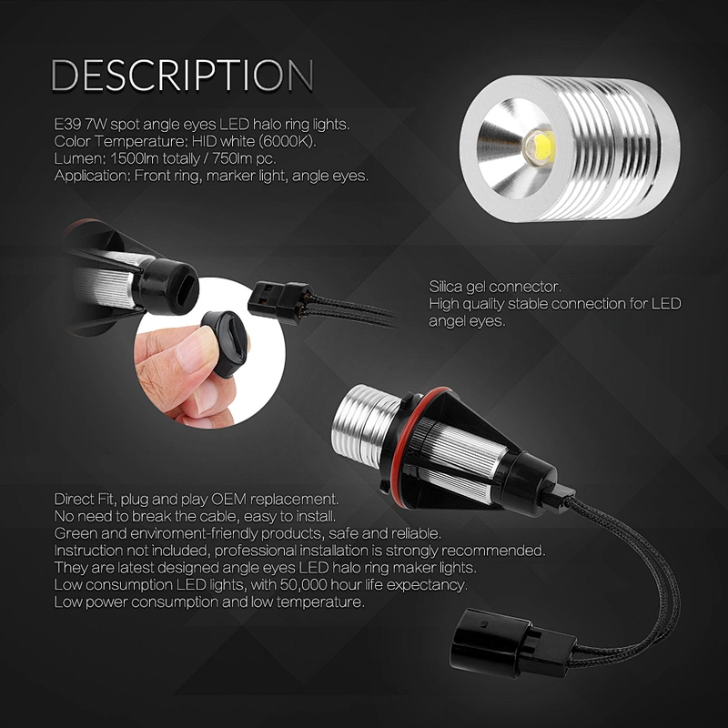 High brightness 9-12V e39 body kit headlights for bmw