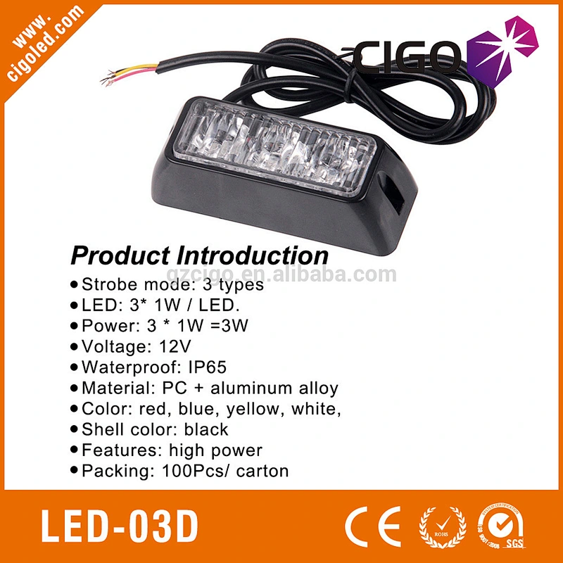 LED-03D led surface mount strobe light mini led warning light 12V 3W strobe flash led warning light