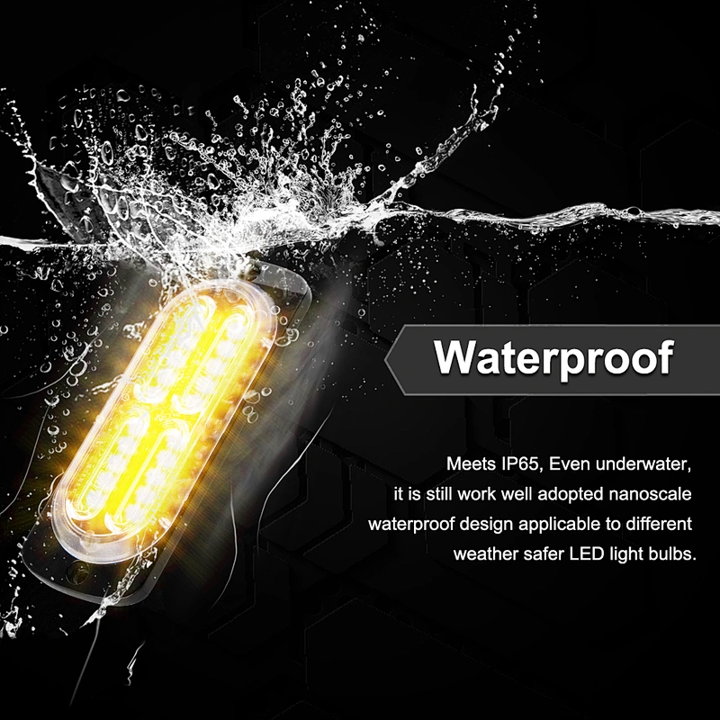 Hot LED-20T Amber bolt surface mount 24W auto grille sidelight Synchronization function warning strobe lights for truck