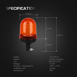 LED-03X-4  Amber LED 80-5730 LEDs car beacon lights  With Support  For Crane