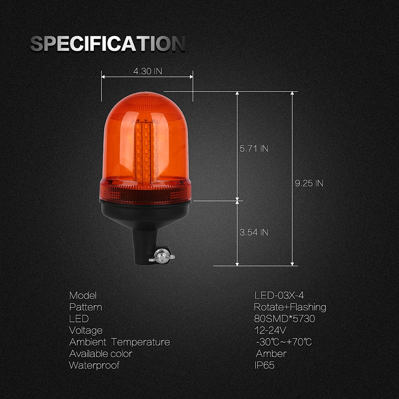 LED-03X-4  Amber LED 80-5730 LEDs car beacon lights  With Support  For Crane