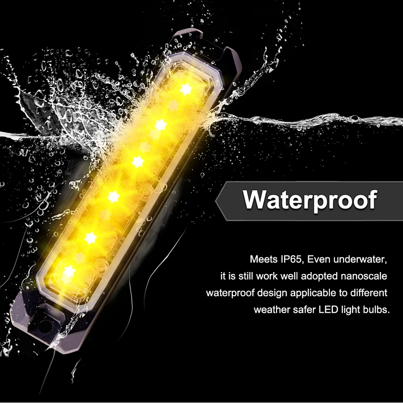 12-24V IP68 Synchronize  6pcs 3W led warning lights side emergency flashing lights for vehicle