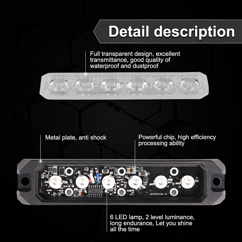 12-24V IP68 Synchronize  6pcs 3W led warning lights side emergency flashing lights for vehicle